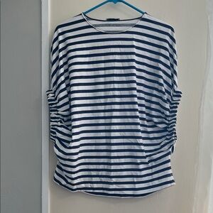Zara Navy and White Striped Long Sleeve Top